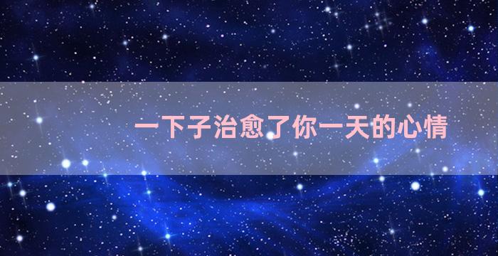 一下子治愈了你一天的心情