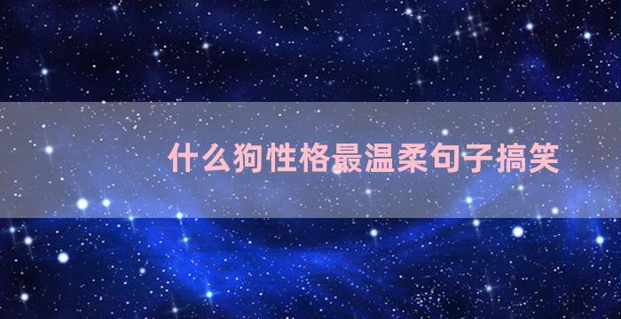 什么狗性格最温柔句子搞笑