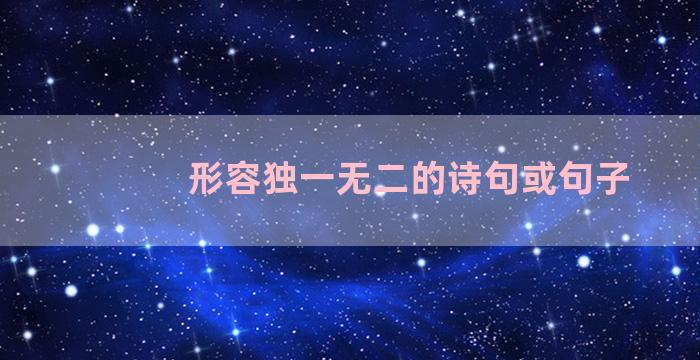 形容独一无二的诗句或句子
