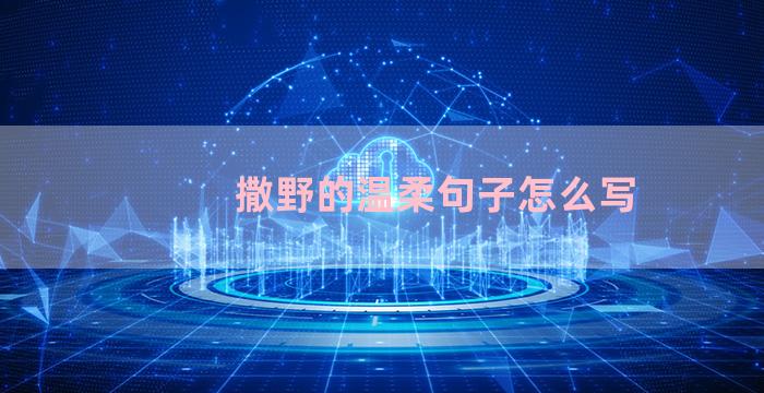 撒野的温柔句子怎么写